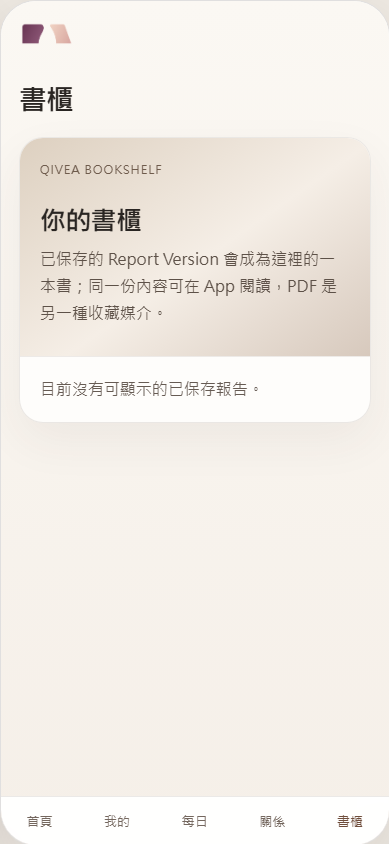 QIVEA 人性解碼 App 書櫃畫面